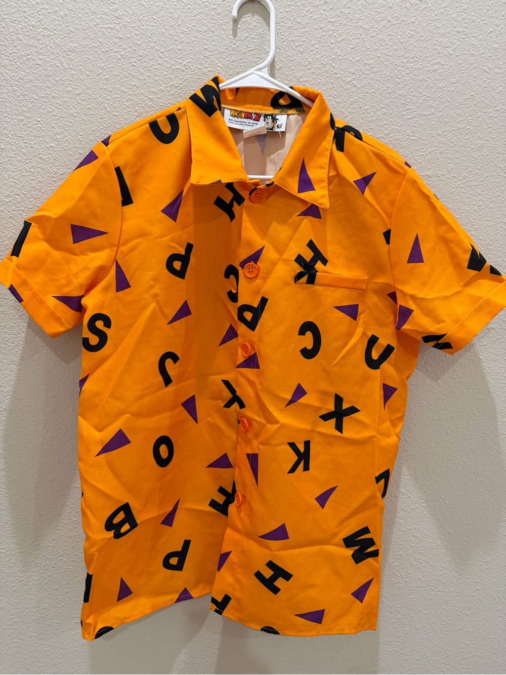 Official Dragon Ball Z Master Roshi Alphabet Orange Button Up Shirt Size Medium